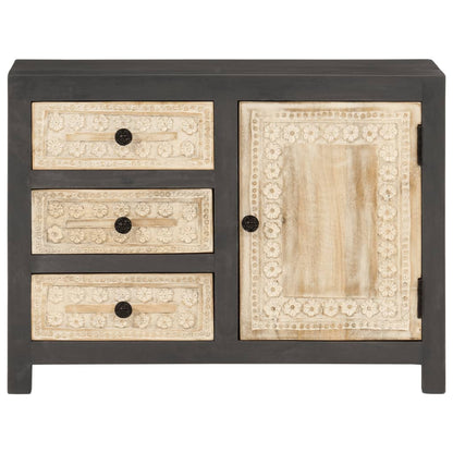 Dressoir 75x35x55 cm massief mangohout grijs en wit