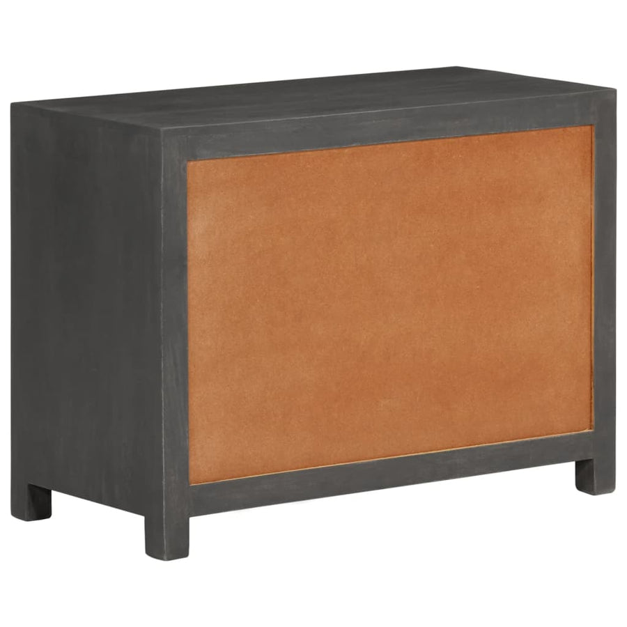 Dressoir 75x35x55 cm massief mangohout grijs en wit