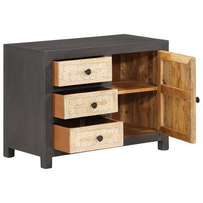 Dressoir 75x35x55 cm massief mangohout grijs en wit