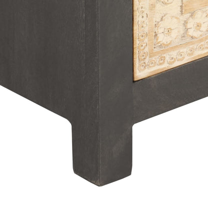 Dressoir 75x35x55 cm massief mangohout grijs en wit