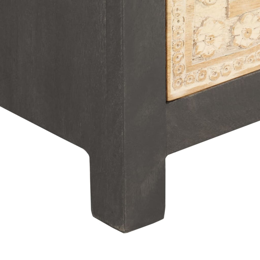 Dressoir 75x35x55 cm massief mangohout grijs en wit