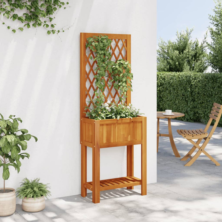 Plantenbak Met Latwerk En Schap 55X29,5X152 Cm Acaciahout 55 x 29.5 x 152 cm