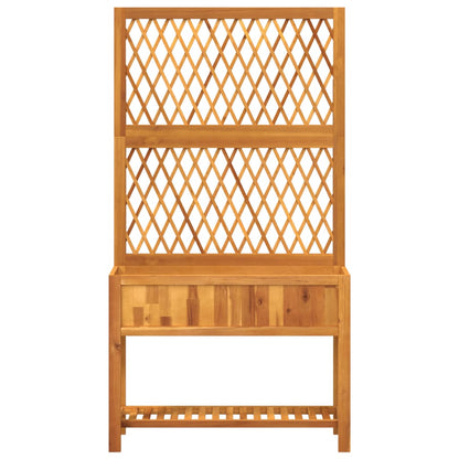 Plantenbak met latwerk en schap 100x32x185 cm acaciahout