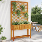 Planter with trellis and shelf 100x32x185 cm acacia wood