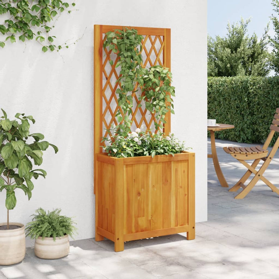 Plantenbak met latwerk 55x29,5x132 cm massief acaciahout