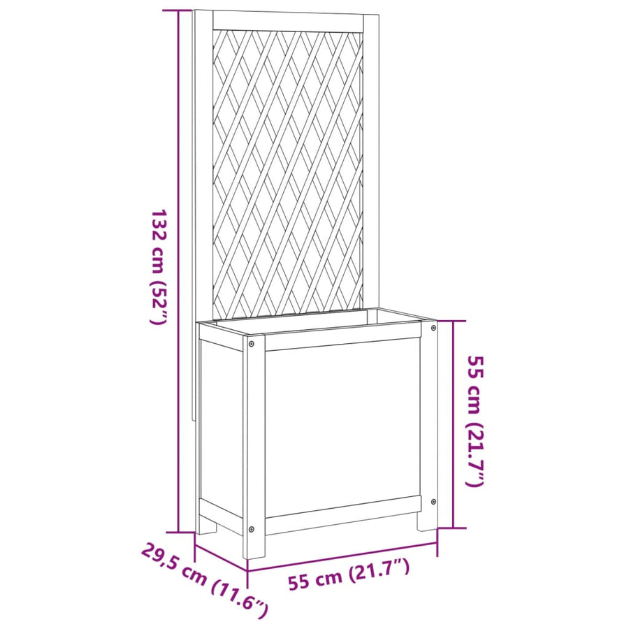 Plantenbak met latwerk 55x29,5x132 cm massief acaciahout