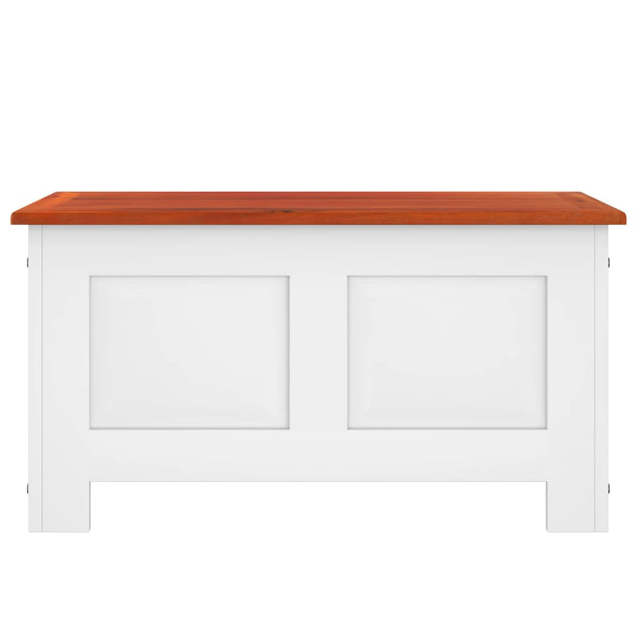 Opbergkist Met Deksel Massief Acaciahout 70 x 35 x 37 cm Bruin en wit