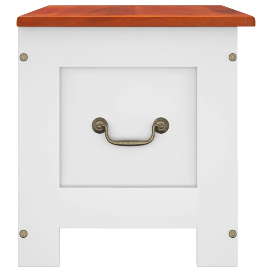 Opbergkist Met Deksel Massief Acaciahout 70 x 35 x 37 cm Bruin en wit