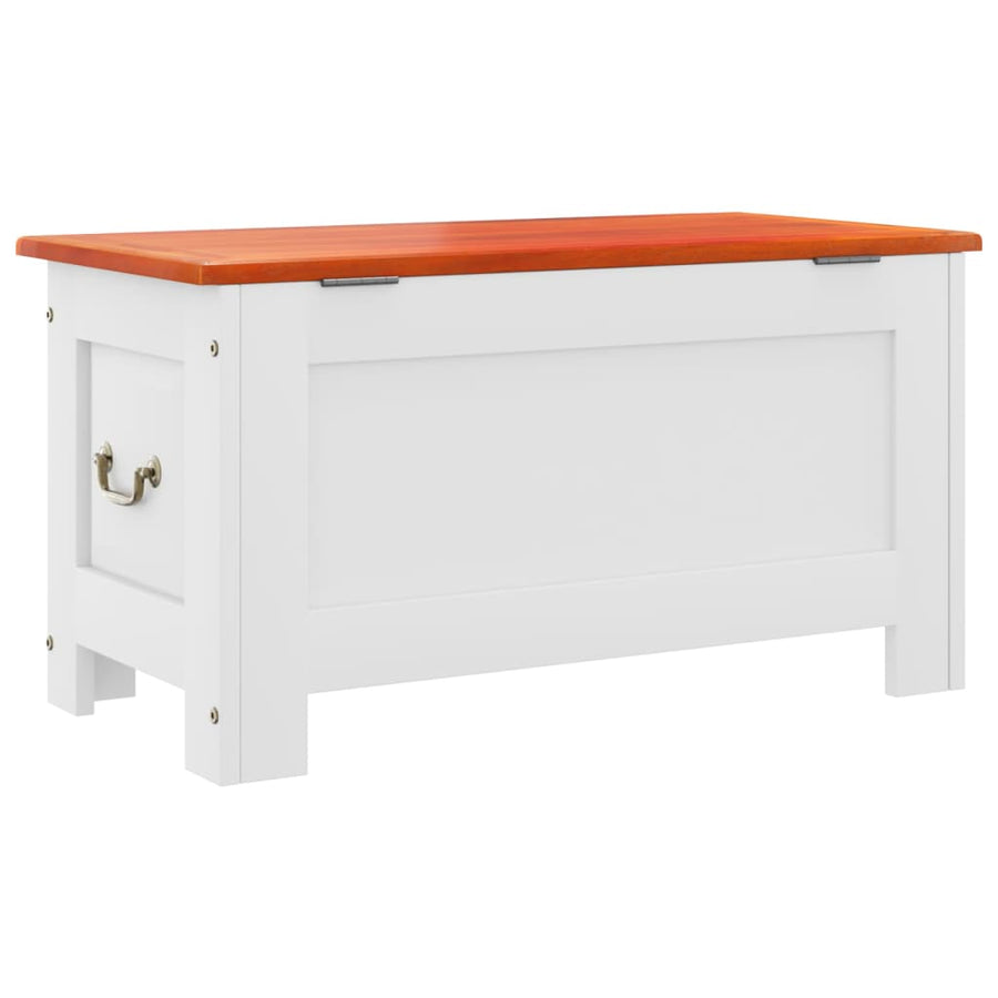Opbergkist Met Deksel Massief Acaciahout 70 x 35 x 37 cm Bruin en wit