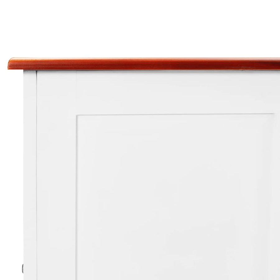 Opbergkist Met Deksel Massief Acaciahout 70 x 35 x 37 cm Bruin en wit