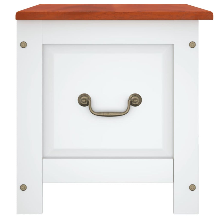 Opbergkist Met Deksel Massief Acaciahout 90 x 45 x 47 cm Bruin en wit