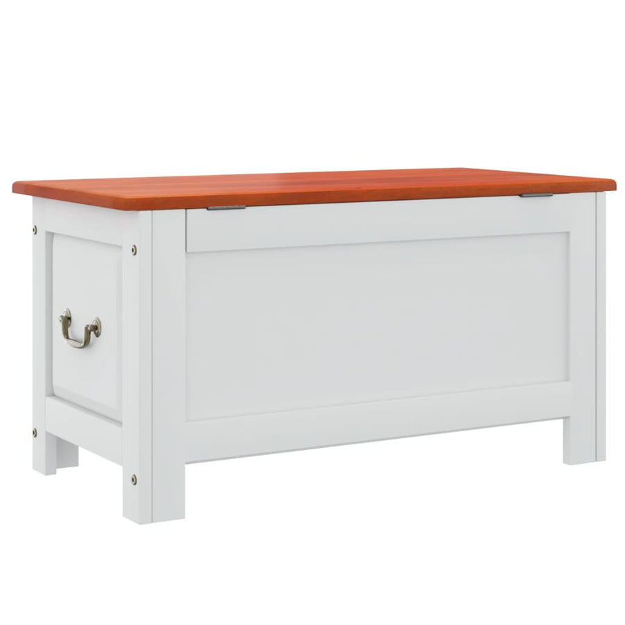 Opbergkist Met Deksel Massief Acaciahout 90 x 45 x 47 cm Bruin en wit