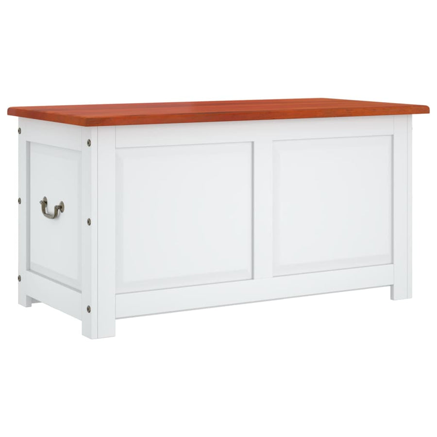 Opbergkist Met Deksel Massief Acaciahout 110 x 55 x 57 cm Bruin en wit