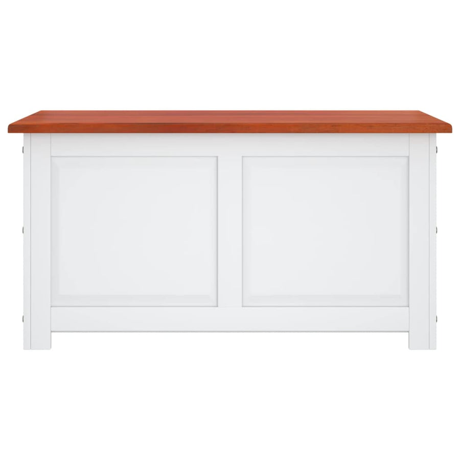 Opbergkist Met Deksel Massief Acaciahout 110 x 55 x 57 cm Bruin en wit