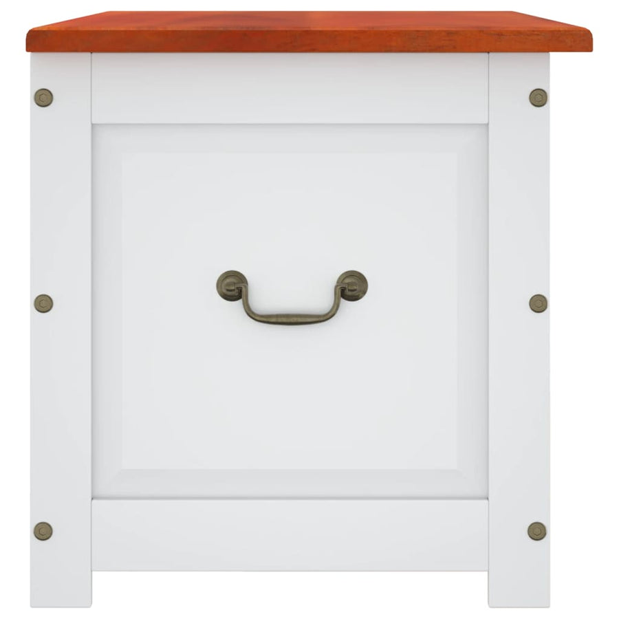 Opbergkist Met Deksel Massief Acaciahout 110 x 55 x 57 cm Bruin en wit