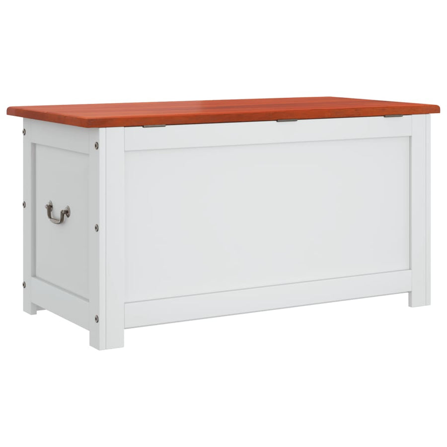 Opbergkist Met Deksel Massief Acaciahout 110 x 55 x 57 cm Bruin en wit