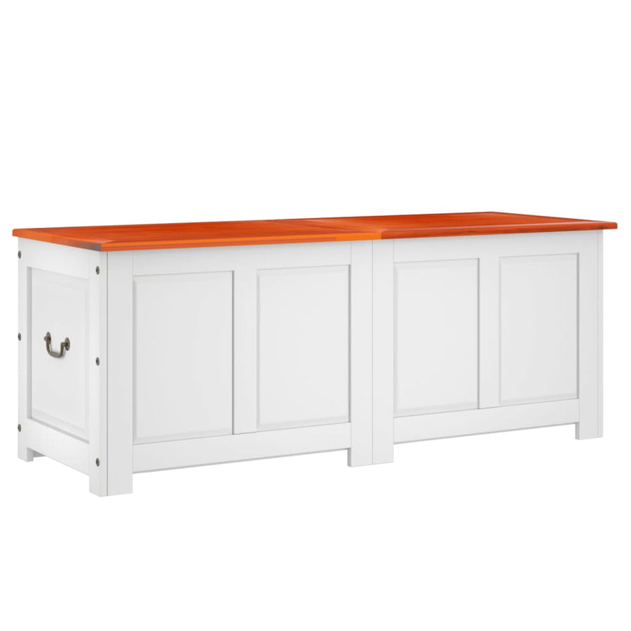 Opbergkist Met Deksel Massief Acaciahout 150 x 55 x 57 cm Bruin en wit