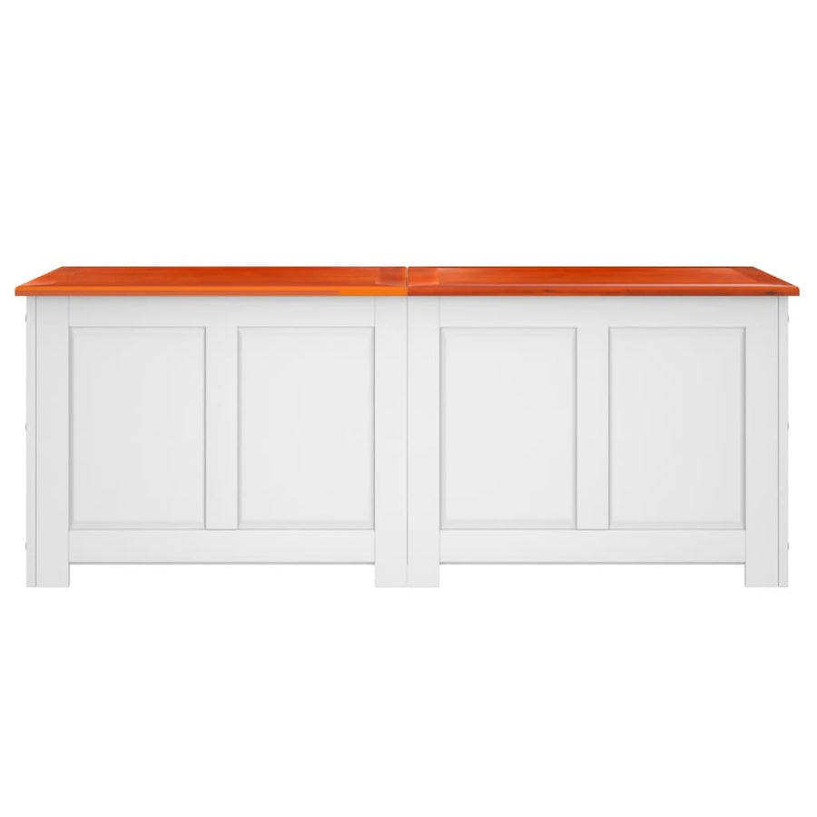 Opbergkist Met Deksel Massief Acaciahout 150 x 55 x 57 cm Bruin en wit