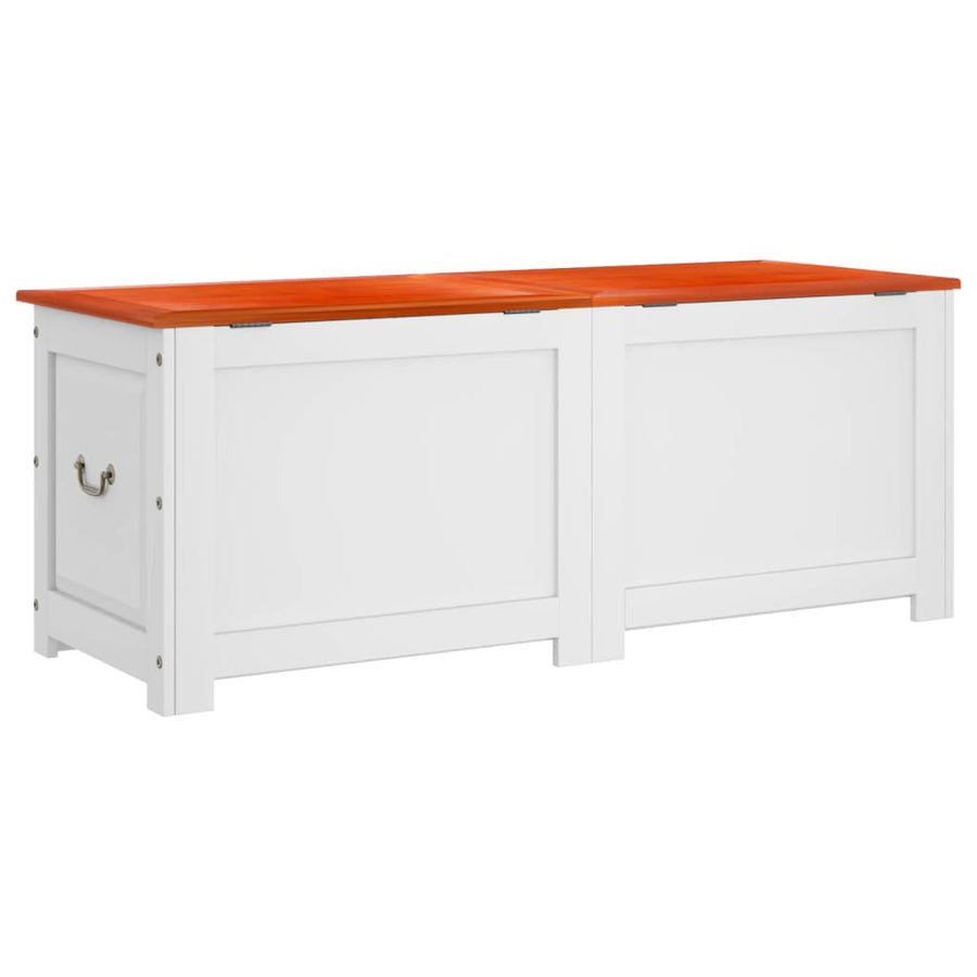 Opbergkist Met Deksel Massief Acaciahout 150 x 55 x 57 cm Bruin en wit