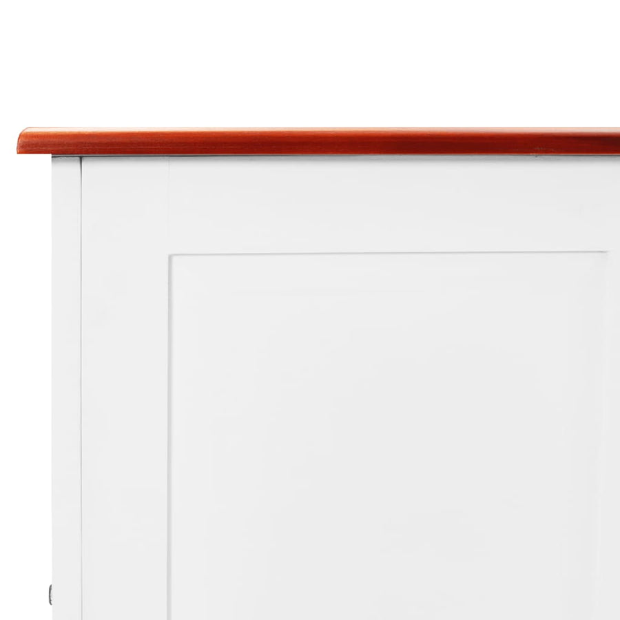 Opbergkist Met Deksel Massief Acaciahout 150 x 55 x 57 cm Bruin en wit