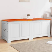 Opbergkist massief acaciahout 150x55x57 cm bruin wit