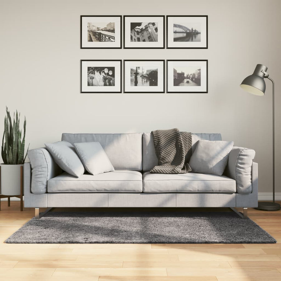 Vloerkleed Huarte Laagpolig Zacht Wasbaar Antraciet 80 x 150 cm