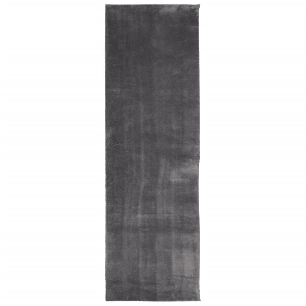 Vloerkleed Huarte Laagpolig Zacht Wasbaar Antraciet 80 x 250 cm