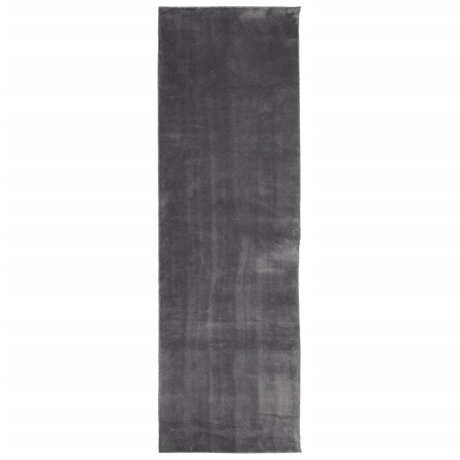 Vloerkleed Huarte Laagpolig Zacht Wasbaar Antraciet 80 x 250 cm