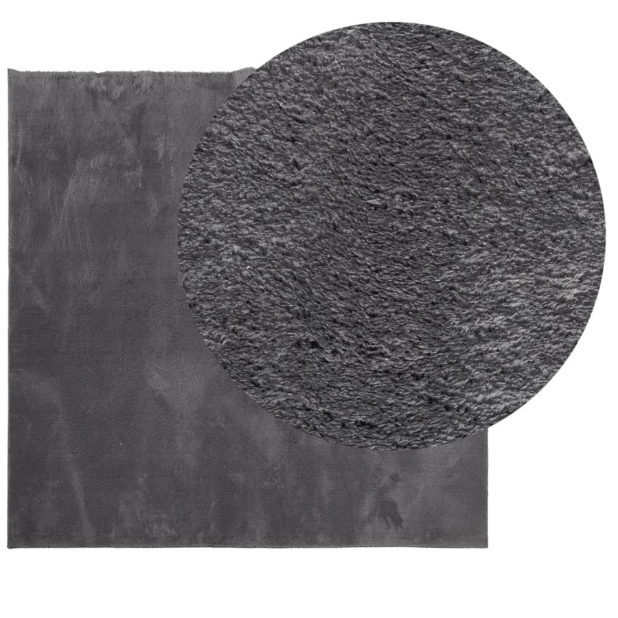 Vloerkleed Huarte Laagpolig Zacht Wasbaar Antraciet 120 x 120 cm