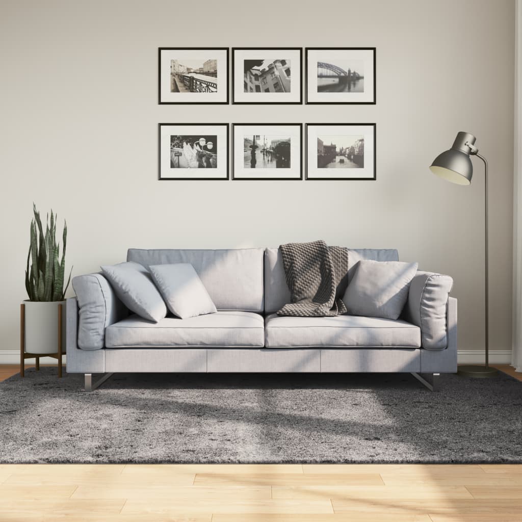 Vloerkleed Huarte Laagpolig Zacht Wasbaar Antraciet 160 x 230 cm