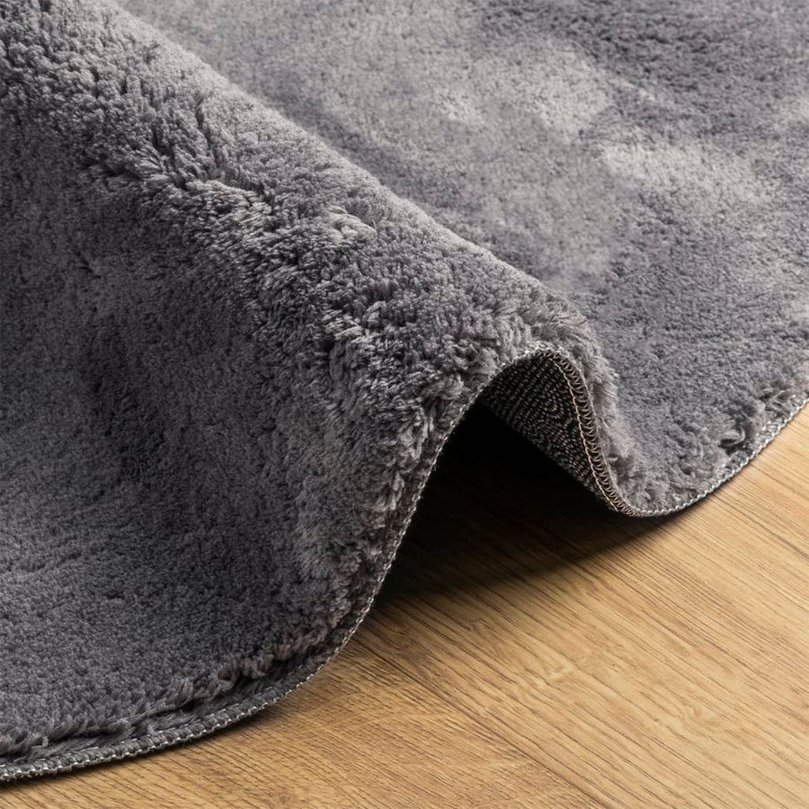 Vloerkleed Huarte Laagpolig Zacht Wasbaar Antraciet Ø 100 cm