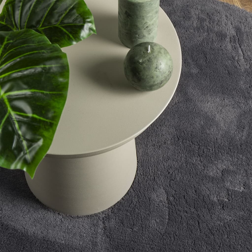 Vloerkleed Huarte Laagpolig Zacht Wasbaar Antraciet Ø 120 cm