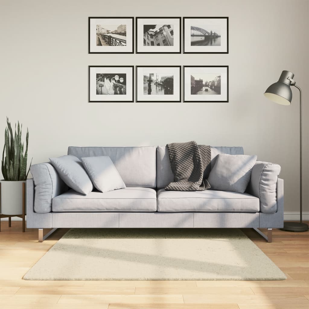Vloerkleed Huarte Laagpolig Zacht Wasbaar Crème 120 x 120 cm