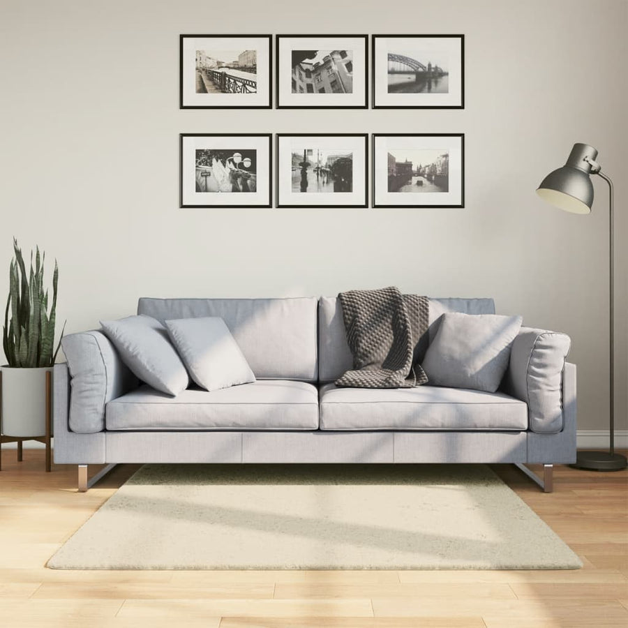 Vloerkleed Huarte Laagpolig Zacht Wasbaar Crème 120 x 120 cm