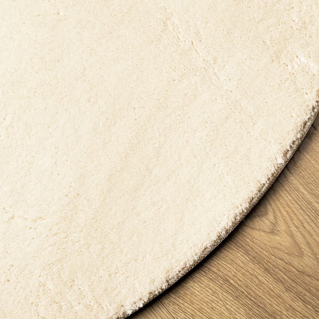Vloerkleed Huarte Laagpolig Zacht Wasbaar Crème Ø 80 cm
