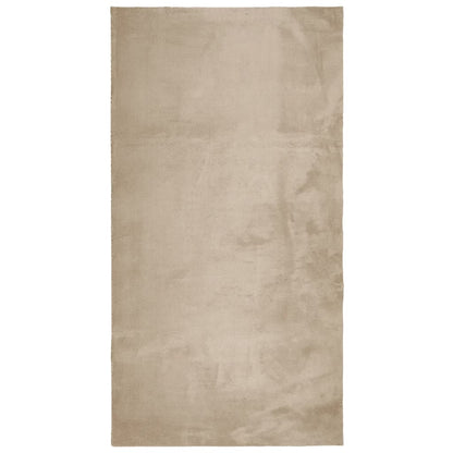 Vloerkleed HUARTE laagpolig zacht wasbaar 80x150 cm zandkleurig