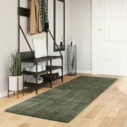 Vloerkleed 80x250 cm bosgroen laagpolig wasbaar