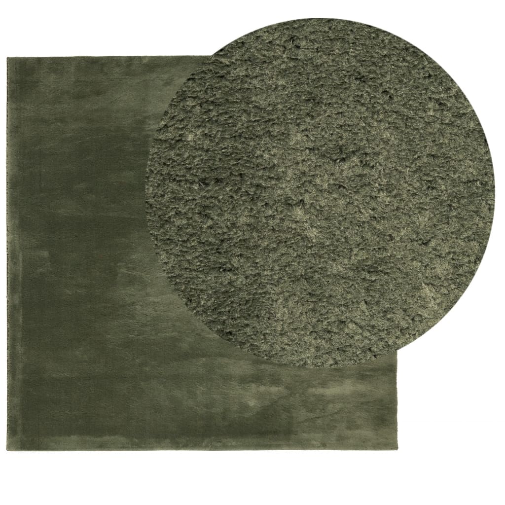 Vloerkleed Huarte Laagpolig Zacht Wasbaar Bos Groen 120 x 120 cm
