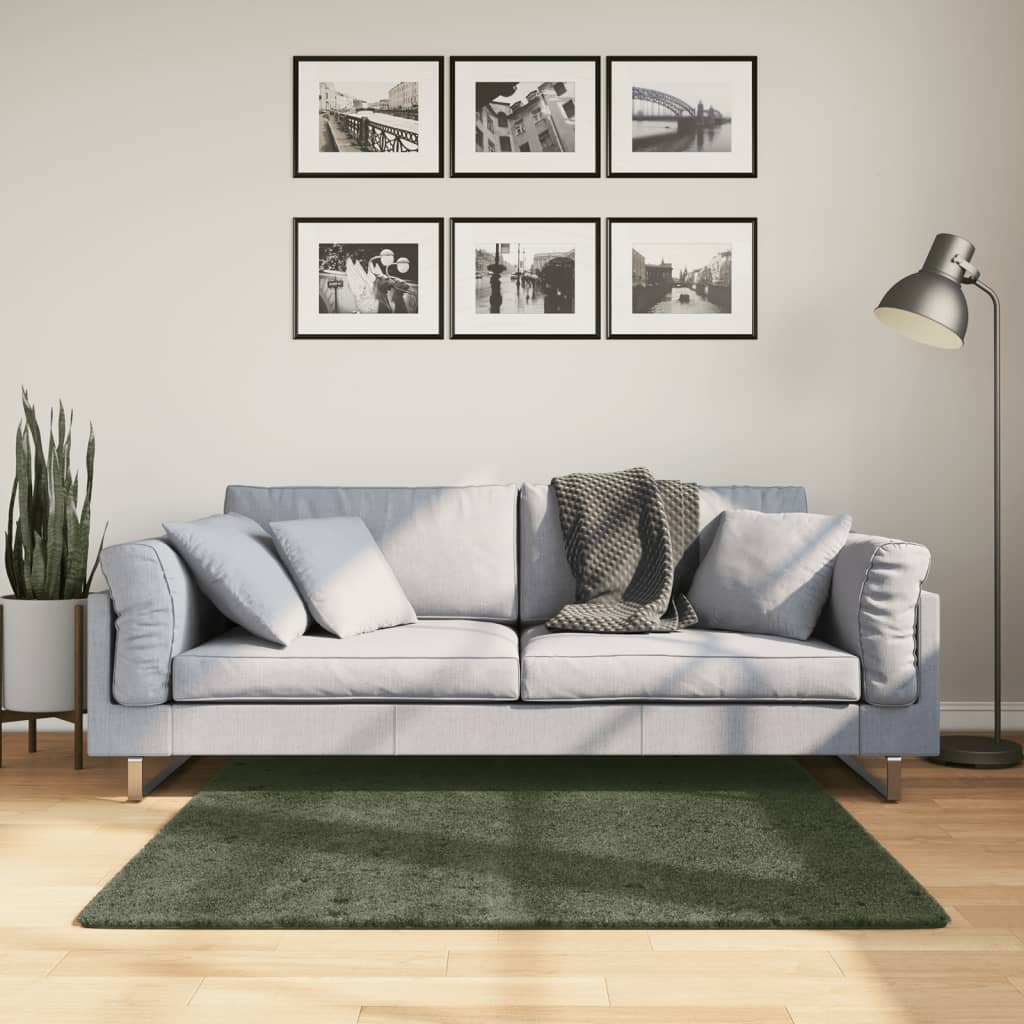 Vloerkleed Huarte Laagpolig Zacht Wasbaar Bos Groen 120 x 120 cm