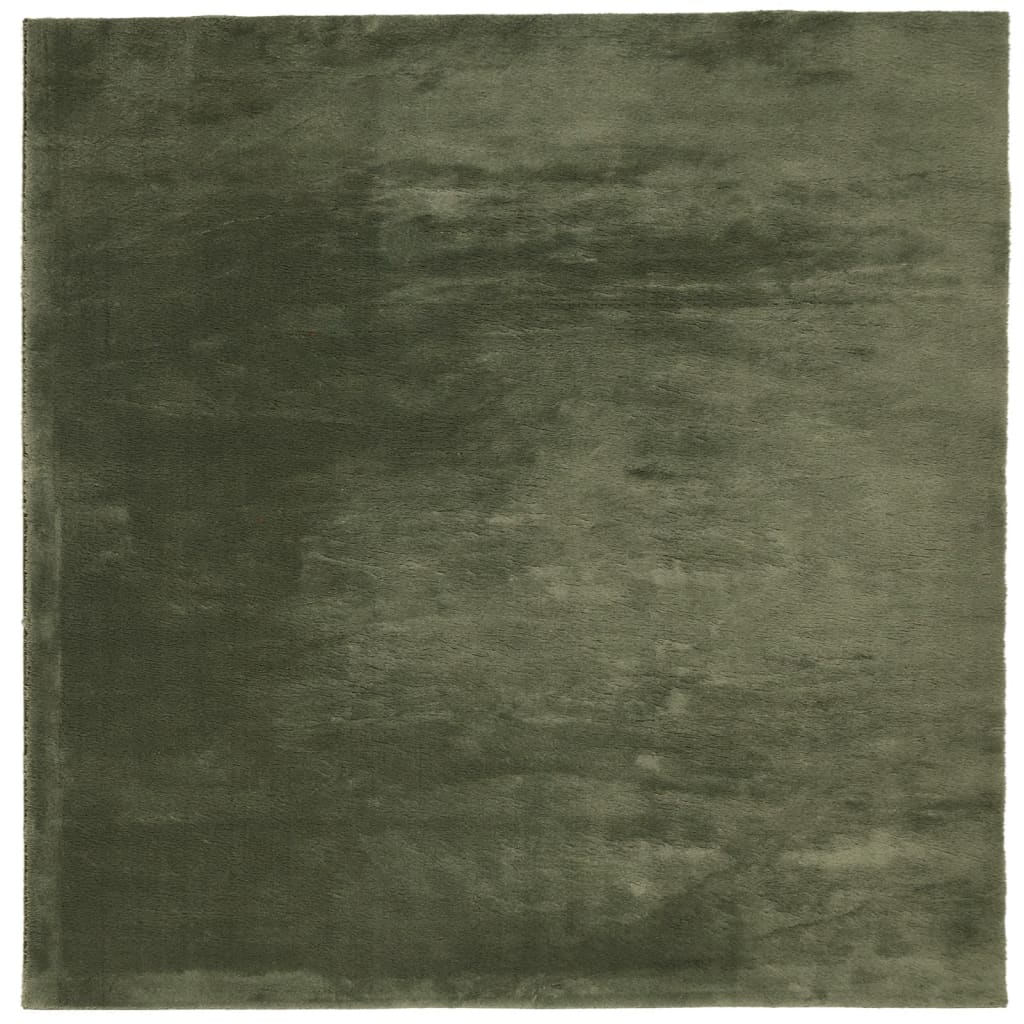 Vloerkleed HUARTE laagpolig zacht wasbaar 200x200 cm bosgroen