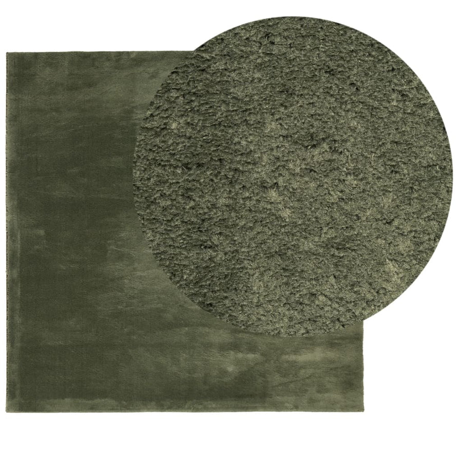 Vloerkleed HUARTE laagpolig zacht wasbaar 200x200 cm bosgroen