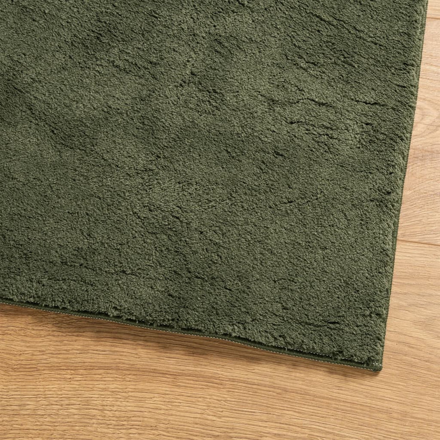 Vloerkleed HUARTE laagpolig zacht wasbaar 200x200 cm bosgroen