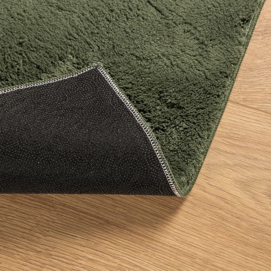 Vloerkleed HUARTE laagpolig zacht wasbaar 200x200 cm bosgroen