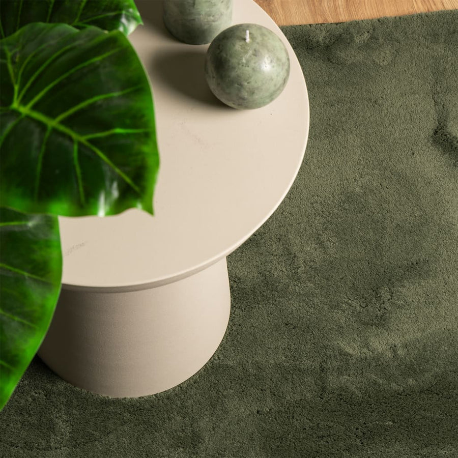 Vloerkleed HUARTE laagpolig zacht wasbaar 200x200 cm bosgroen