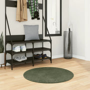 Vloerkleed rond Ø 80 cm bosgroen wasbaar