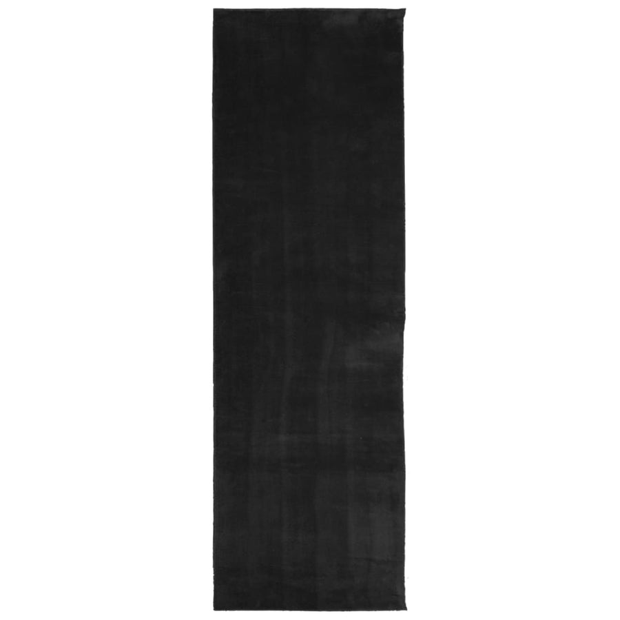 Vloerkleed Huarte Laagpolig Zacht Wasbaar Zwart 80 x 250 cm