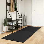Vloerkleed 80x250 cm laagpolig zwart wasbaar