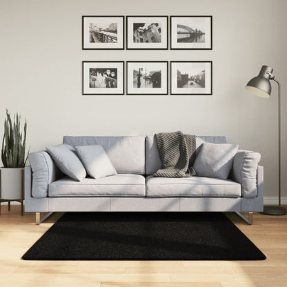 Vloerkleed Huarte Laagpolig Zacht Wasbaar Zwart 120 x 120 cm