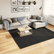 Vloerkleed 240x240 cm zwart laagpolig wasbaar