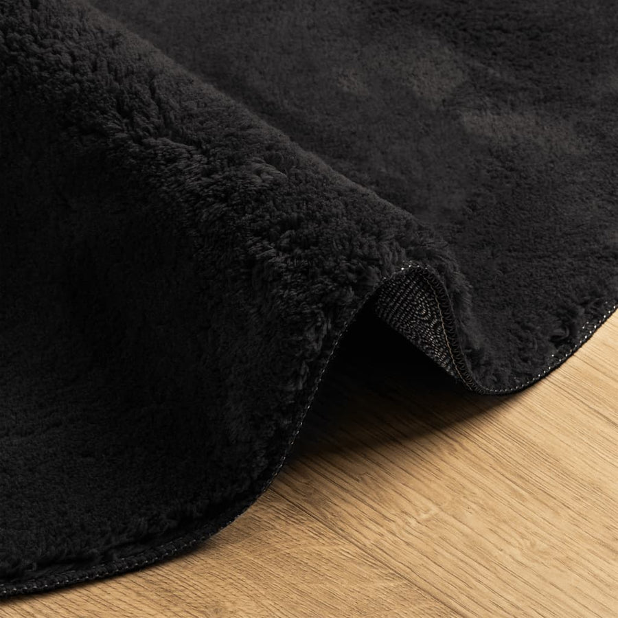 Vloerkleed Huarte Laagpolig Zacht Wasbaar Zwart Ø 80 cm